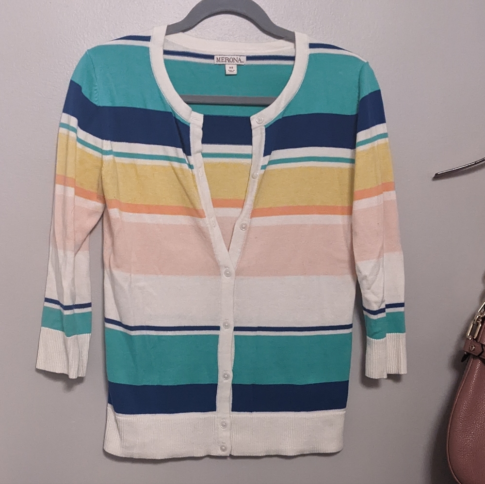 Merona color block striped cardigan sweater
